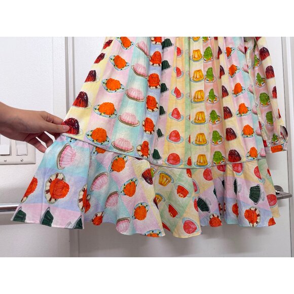 Rachel Antonoff Jello Stripe Print Drew Shirt Dress Rainbow Jelly Mold Belt L - Picture 15 of 16